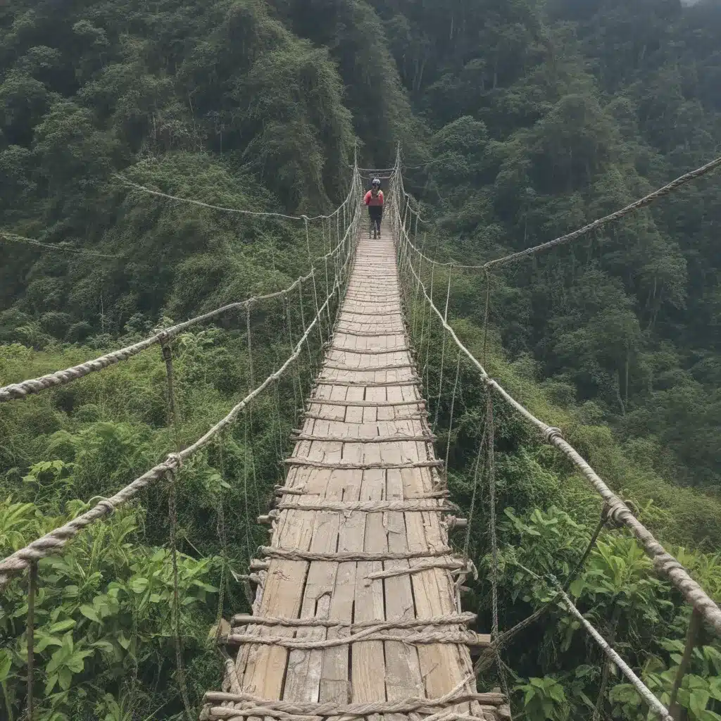 Crossing Rope Bridges During a Trekking Trip in Banaue